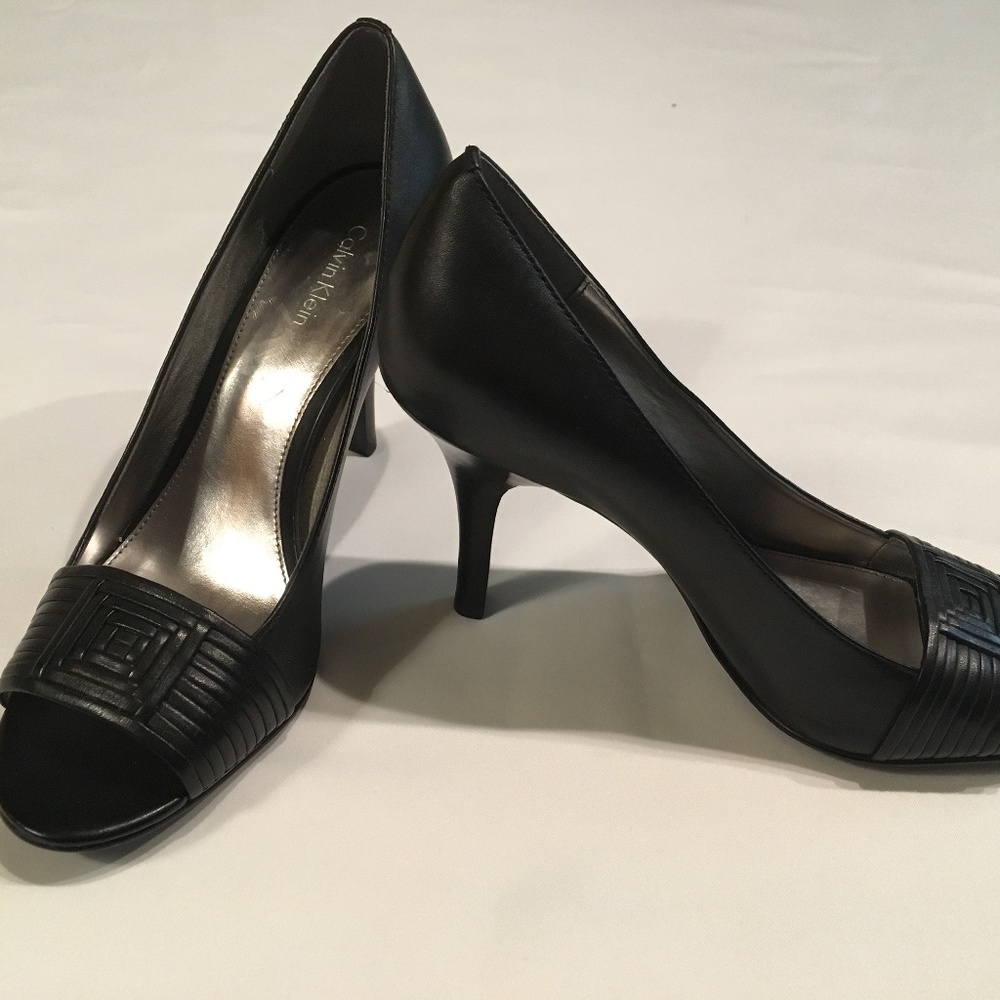 Calvin Klein Black Peep Toe Pumps